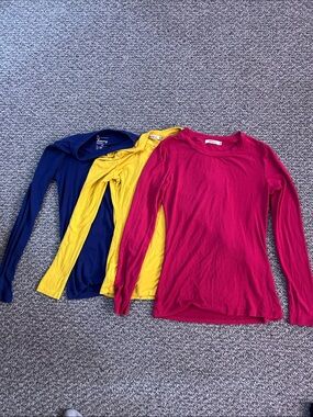 GAP Women's Long-Sleeve Crewneck Tops - Pink, Yellow, Navy